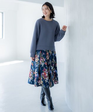 組曲 L ダンボールジャージー ショート丈プルオーバー グレー系