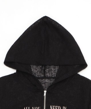 WEGO グラフィックシアーリブパーカー ブラック