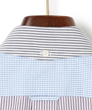 J.PRESS MEN 【クールマックス】クレイジーパターン サッカーシャツ/B.D. ネイビー系9