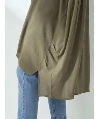 earth music&ecology レーヨンポケットシャツチュニック Khaki