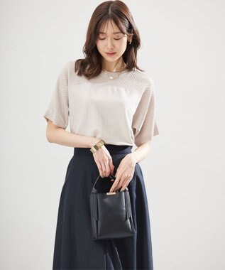 組曲 【WEB限定】メッシュ切り替えドルマン ニット ベージュ系