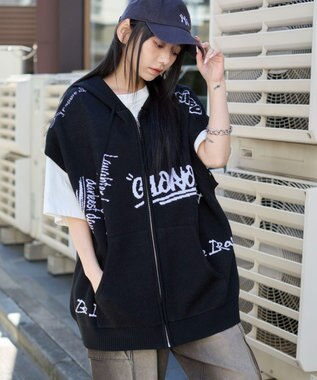 WEGO 【ユニセックス着用ITEM/MLサイズ展開】ジャガードノースリジップパーカー ブラック