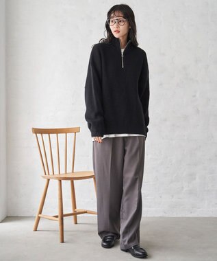WEGO オーバーフィットハーフジッププルオーバー ブラック