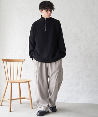 WEGO オーバーフィットハーフジッププルオーバー ブラック