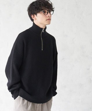 WEGO オーバーフィットハーフジッププルオーバー ブラック