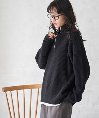 WEGO オーバーフィットハーフジッププルオーバー ブラック