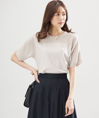 組曲 【WEB限定】メッシュ切り替えドルマン ニット ベージュ系