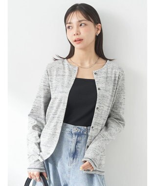 earth music&ecology メランジリブカーディガン（ｇｒａｙ） Gray Mixture