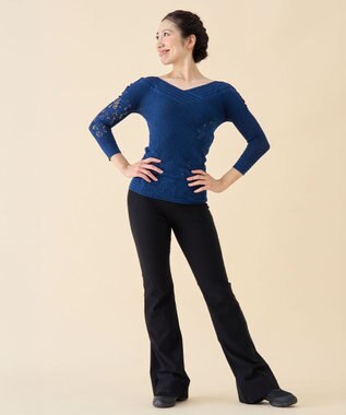 Chacott 【ノーソーイングニット】リバーシブルボートネックトップ アイアンブルー