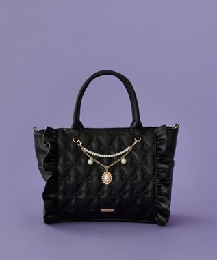 Maison de FLEUR チャーム付きリボンキルティング2Wayトート