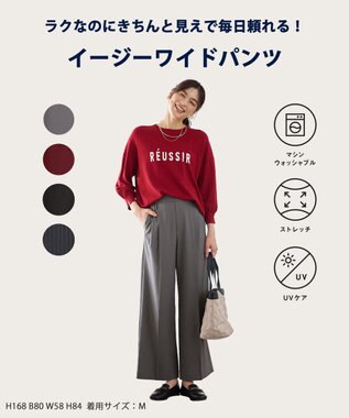 ANY 【6サイズ展開/ウエストゴム】イージーワイドパンツ グレー