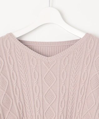 Feroux 【セットアイテム】ケーブルニット×オーガンジースカート ラベンダー系