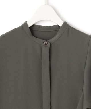 ICB 【接触冷感・UVケア・防シワ・洗える】エステルダブルクロス ラッフルスリーブワンピース グレー系