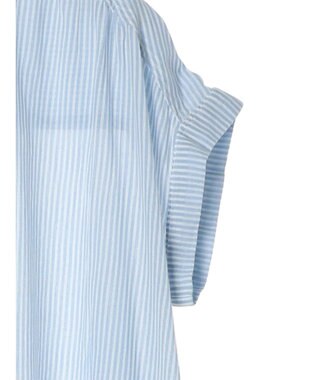 CRAFT STANDARD BOUTIQUE インド綿バンドカラーワンピース Stripe Sax