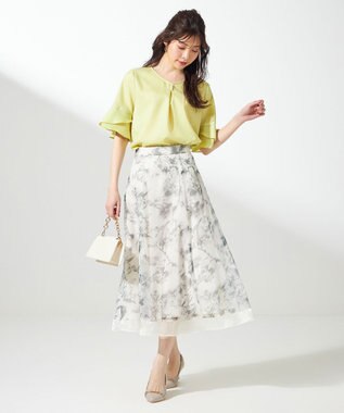 ANY SIS S 【接触冷感・UVカット・速乾】スムージーポリエステル フレアスリーブ ブラウス 【WEB限定】ライム