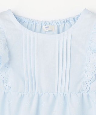 ANY KIDS 【洗濯機可能/接触冷感】ひんやり レース刺繍ブラウス サックスブルー
