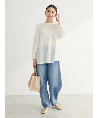 Green Parks マジョリカプリーツブラウス Off White