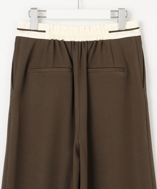 Feroux 【洗える】マーベルトデザイン セミワイドパンツ ダークブラウン系