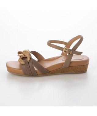 ing <ing>チェーンモチーフアンクルストラップサンダル オークコンビ