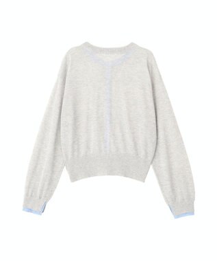 AMERICAN HOLIC シアー配色ニットカーディガン Light Gray