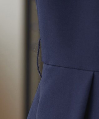 Tiaclasse 【ダブルクロス・洗える】 ナローVネックワンピース ネイビー