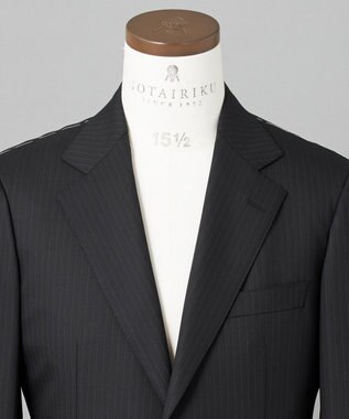 GOTAIRIKU 横に伸びる【TasmaniaWool/タマニアウール】ストレッチ スーツ（ブラックストライプ） ブラック系1