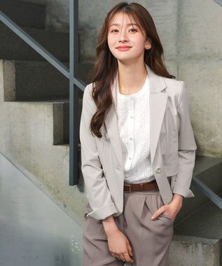 Tiaclasse L 【ダブルクロス】テーラードジャケット グレージュ