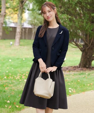 Tiaclasse L 【ダブルクロス】テーラードジャケット ネイビー