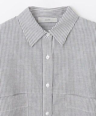 ANY 【洗濯機可能】ダブルポケット クロップドシャツ ストライプ