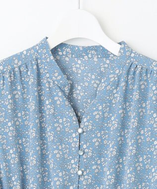 Feroux フラワープリントドロスト ワンピース ライトブルー