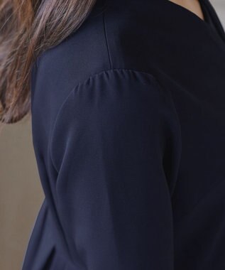 Tiaclasse 【ダブルクロス・洗える】 ナローVネックワンピース ネイビー