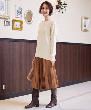 自由区 【洗える】ウールミックス フレンチマリン風ニット アイボリー系