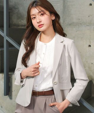 Tiaclasse L 【ダブルクロス】テーラードジャケット グレージュ