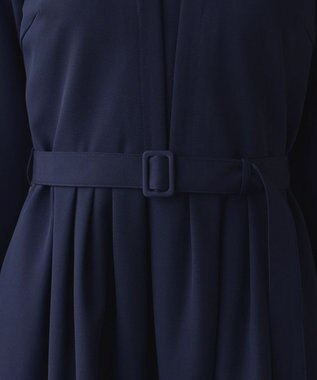 Tiaclasse 【ダブルクロス・洗える】 ナローVネックワンピース ネイビー