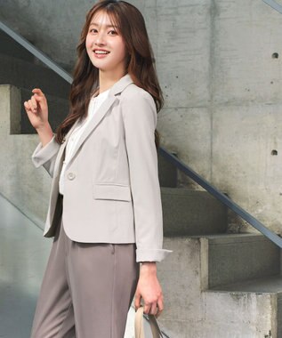 Tiaclasse L 【ダブルクロス】テーラードジャケット グレージュ