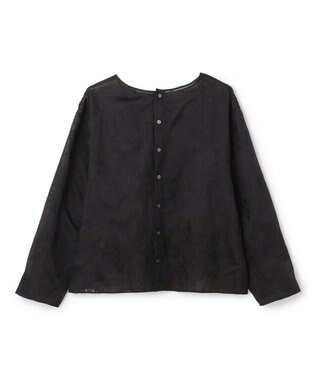 UNFILO L 【前後着用可能の2WAY仕様】ボタニカル エンブロイダリー ブラウス ブラック