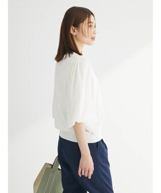 Green Parks 袖楊柳ドッキングニットプルオーバー Off White