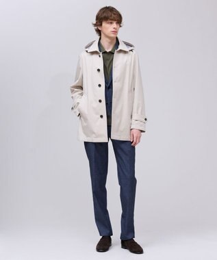 J.PRESS MEN 春の通勤にも【オンオフ兼用 / ストレッチ / 撥水】フードデタッチャブル バルマカンショートコート ベージュ系