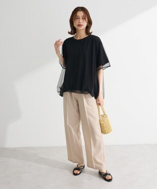 Green Parks チュールドッキングバルーン５分袖プルオーバー Off White