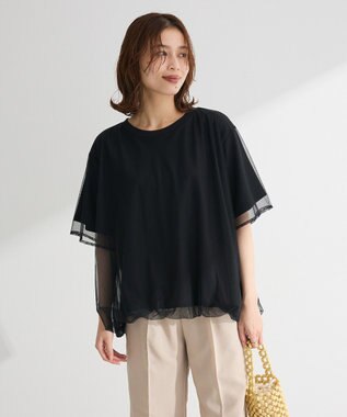 Green Parks チュールドッキングバルーン５分袖プルオーバー Off White