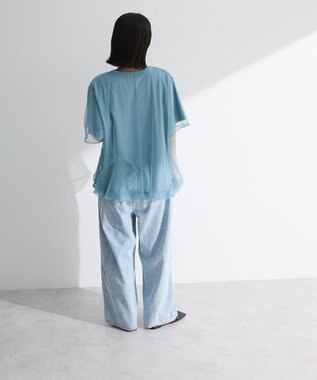 Green Parks チュールドッキングバルーン５分袖プルオーバー Off White