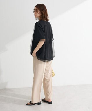 Green Parks チュールドッキングバルーン５分袖プルオーバー Off White