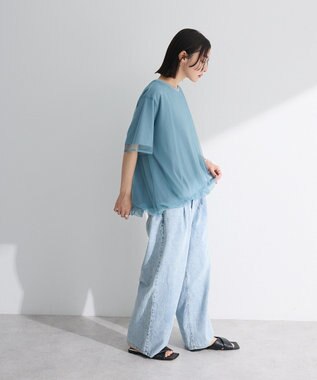 Green Parks チュールドッキングバルーン５分袖プルオーバー Off White