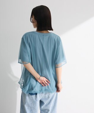 Green Parks チュールドッキングバルーン５分袖プルオーバー Off White