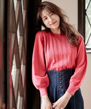 ANY SIS 【洗える】ミニケーブルカラー ニット ローズピンク