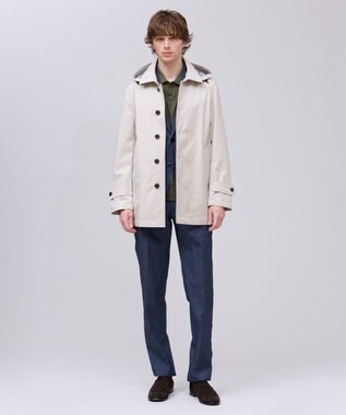 J.PRESS MEN 春の通勤にも【オンオフ兼用 / ストレッチ / 撥水】フードデタッチャブル バルマカンショートコート ベージュ系