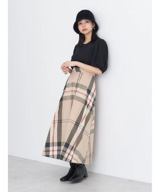 earth music&ecology ＢＩＧチェックフレアスカート Beige