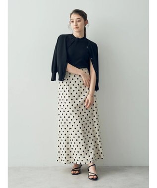 YECCA VECCA レーヨンリネンドットマーメイドスカート Light Beige