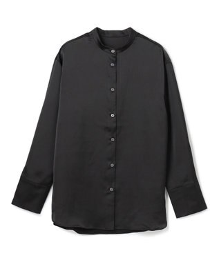 UNFILO L サテン バンドカラーシャツ ブラック