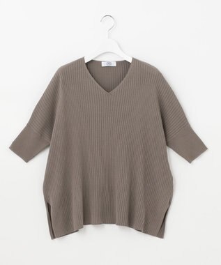 J.PRESS LADIES 【洗える】コットンシルクリラクシー Vネック ニット カーキ系